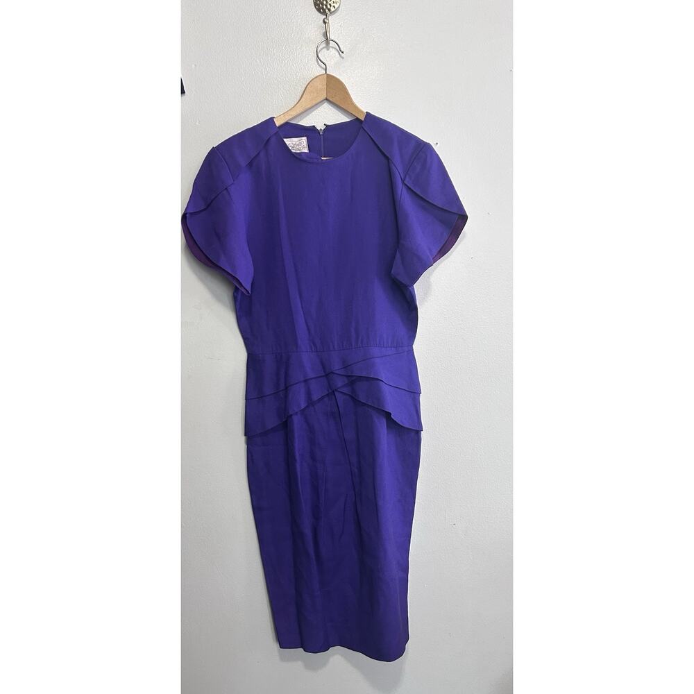 VTG Kathryn Dianos Women's Dress Size 8 Violet Purple Lightweight Linen Blend